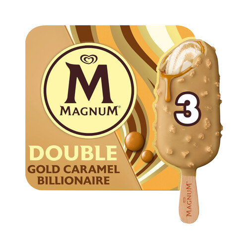 MAGNUM Bombón helado sabor galleta y nueces de pecán son salsa de caramelo salado MAGNUM Double 3 x 88 ml.
