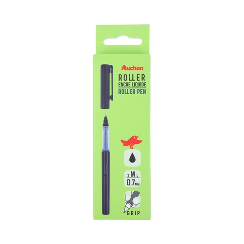 Pack 4 bolígrafos rollers color negro punta cónica 0.7mm con capucha ALCAMPO