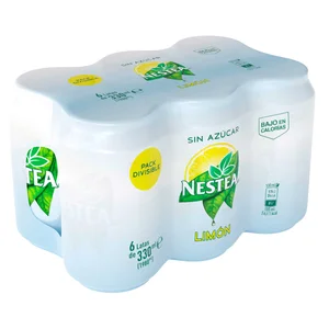NESTEA Bebida té al limón sin azúcar pack de 6 latas de 33 cl.