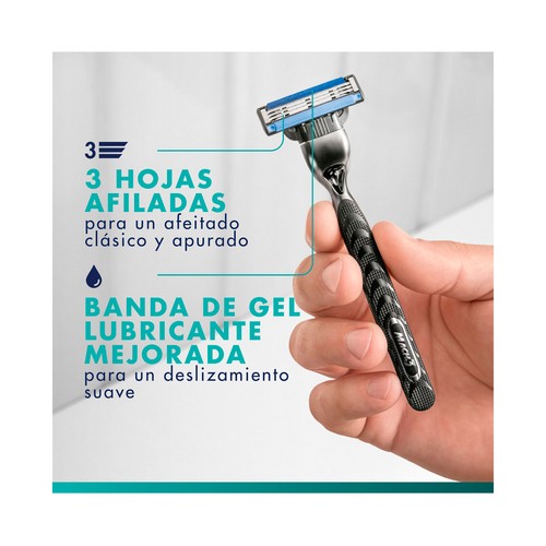 GILLETTE Mach3 Neceser con maquinilla, recambios (4) y espuma / gel de afeitar (200ml).