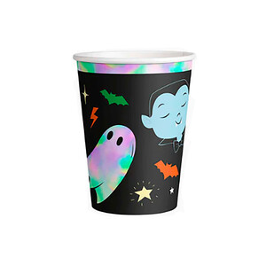 Imagen de 6 Vasos de cartón iridiscente truco o trato 270CC, OH YEAH.