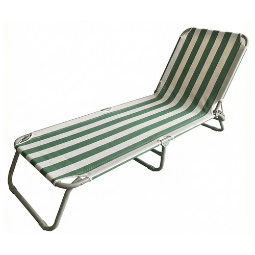 Tumbona plegable con rayas blanco y verde, MOBILIS