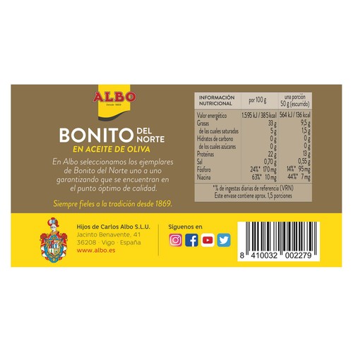 ALBO Bonito del norte en aceite de oliva 82 g.