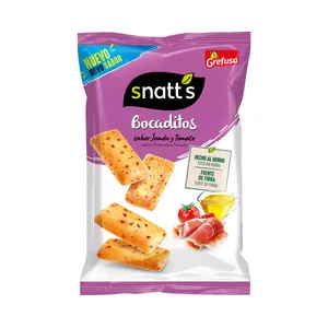 SNATT´S Bocaditos snaks de pan con sabor a jamón y a tomate 110 g.