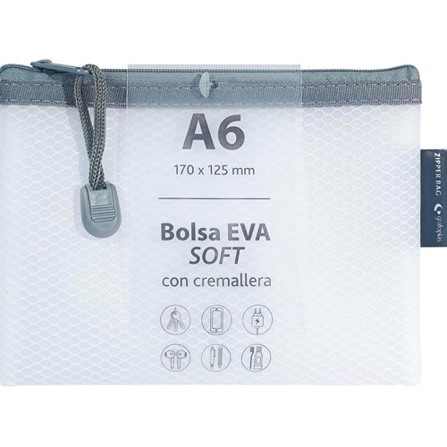 Bolsa zipper A6 en colores mate surtidos GRAFOPLAS.
