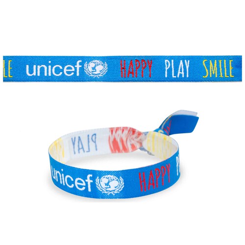 Pulsera de tela solidaria happy, UNICEF.