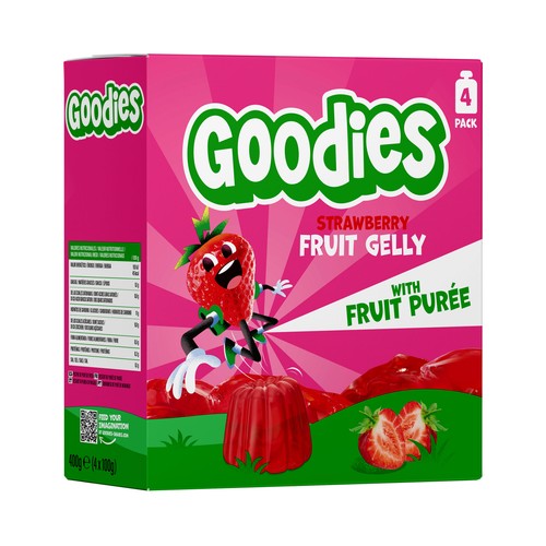GOODIES Bolsitas (pouch) de gelatina de fresa, a partir de 6 meses 4 x 100 g.