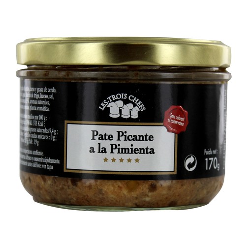 LES TROIS CHEFS Paté picante a la pimienta 170 g.