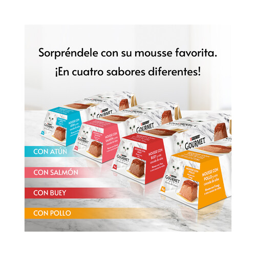 PURINA GOURMET Alimento gatos húmedo, mousse con atún PURINA GOURMET 4 uds. x 57 g.