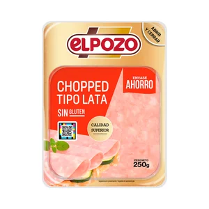EL POZO Chopped pork tipo lata sin gluten, cortada en lonchas 250 g.