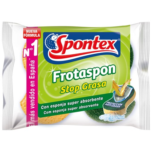 SPONTEX Estropajo de fibra con esponja stop grasa SPONTEX FROTASPON 2 uds.