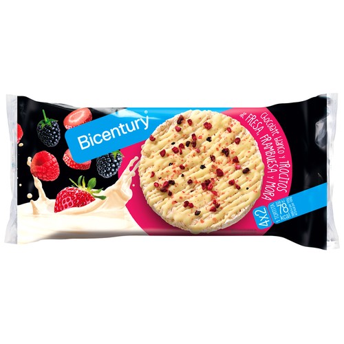 BICENTURY Barritas chocolate blanco con frutos rojos BICENTURY 4 uds. (131,2 g.)