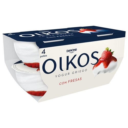 OIKOS Yogur griego con preparado de fresas de Danone 4 x 110 g.