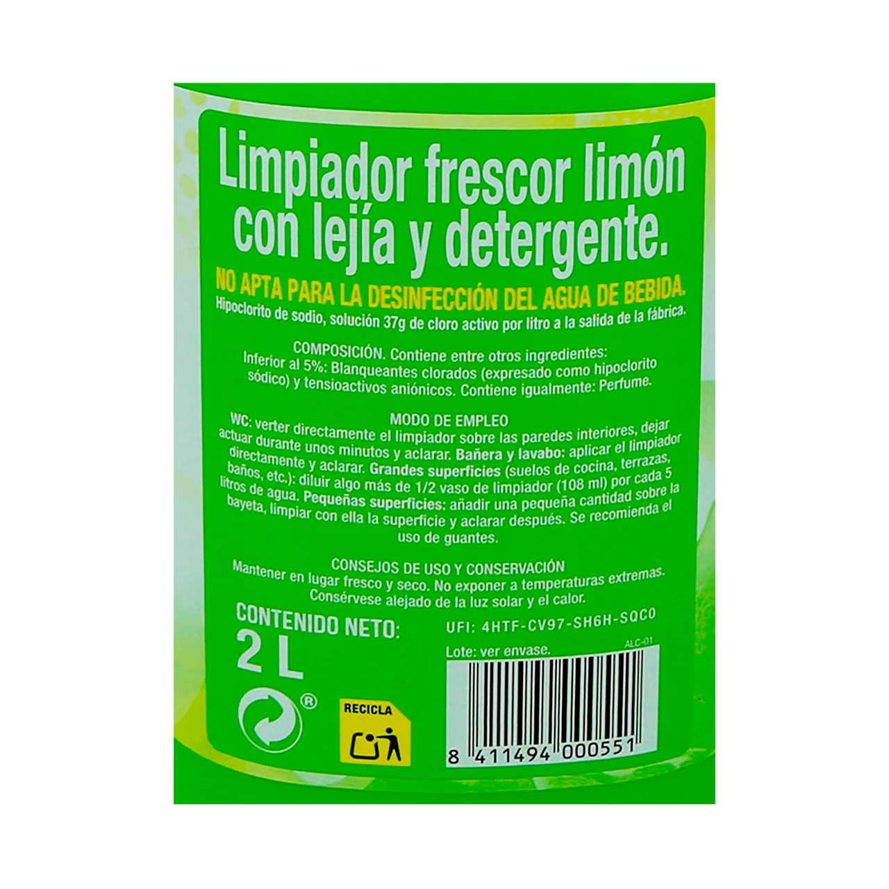 PRODUCTO ALCAMPO Deterlejía limón 2 l.