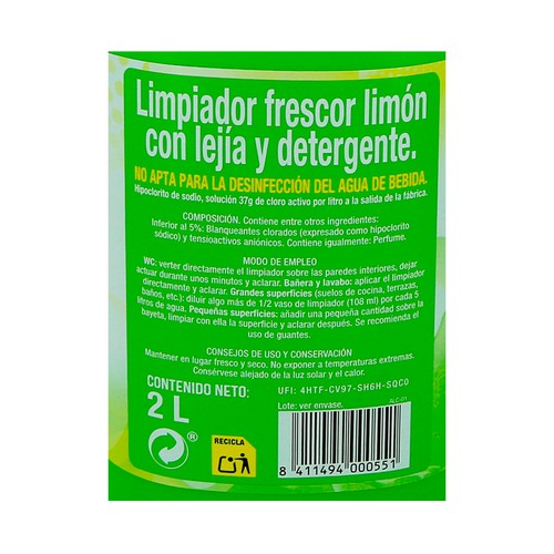 PRODUCTO ALCAMPO Deterlejía limón 2 l.