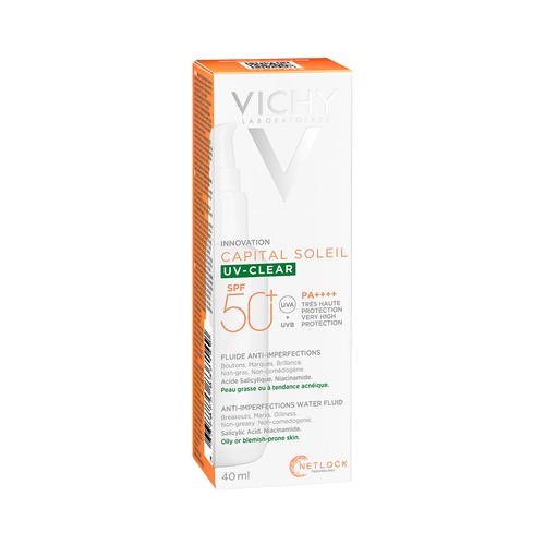 VICHY Capital soleil Fluido protector facial anti-imperfecciones con FPS 50+ (muy alto) 40 ml.
