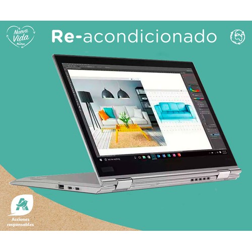 Portátil táctil LENOVO X1 Yoga G3 (REACONDICIONADO), Intel Core i5-8250U, 8GB Ram, 256GB SSD, pantalla 14".