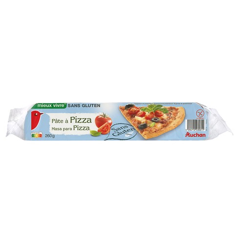 AUCHAN Masa para hacer pizzas, elaborada sin gluten 260 g. Producto Alcampo