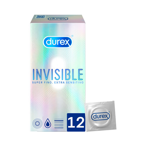 DUREX Preservativos lubricados extra finos y extra sensitivos DUREX invisible 12 uds