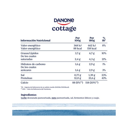 DANONE Cottage (Queso fresco alto en proteína) 180 g.