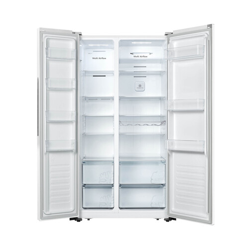 Frigorífico americano HISENSE RS677N4AWF, clasificación energética: F, H: 178,6cm, A: 91cm, F: 64,6cm, capacidad total: 519L.