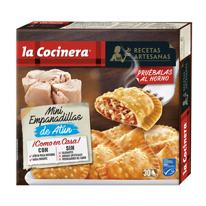 Imagen de LA COCINERA Mini empanadillas de masa crujiente rellenas de atún de pesca sostenible (MSC) Recetas artesanas 30 uds.