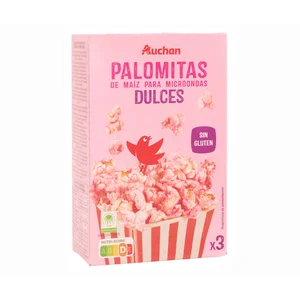PRODUCTO ALCAMPO Palomitas dulces de maíz, para microondas 3 x 100 g.