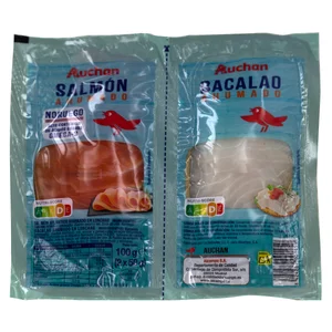 AUCHAN Salmón noruego y bacalao ahumado 2 x 50 g. Producto Alcampo