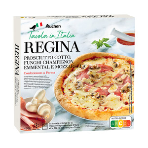 Imagen de AUCHAN Tavola Italia Pizza cocida en horno de piedra de jamón, champiñón y Emmental Producto Alcampo.