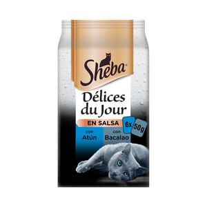 SHEBA Comida para gatos a base de atún, salmón y bacalao SHEBA 6 uds. 50 g.