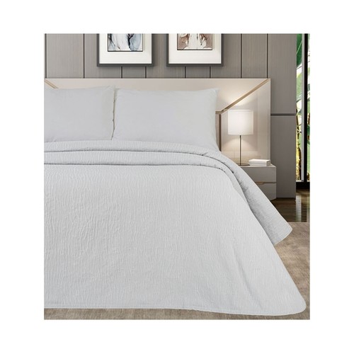 Colcha jacquard líneas 135-150cm, 240x260 blanco o gris. LUMATEX