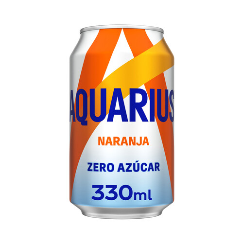 AQUARIUS Zero Bebida isotónica sin azúcar con sabor a naranja lata de 33 cl.