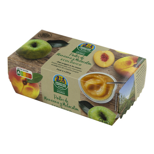 ALCAMPO CULTIVAMOS LO BUENO ECOLÓGICO Compota de manzana y melocotón postre ecológico  pack 4 uds. x 100 g.