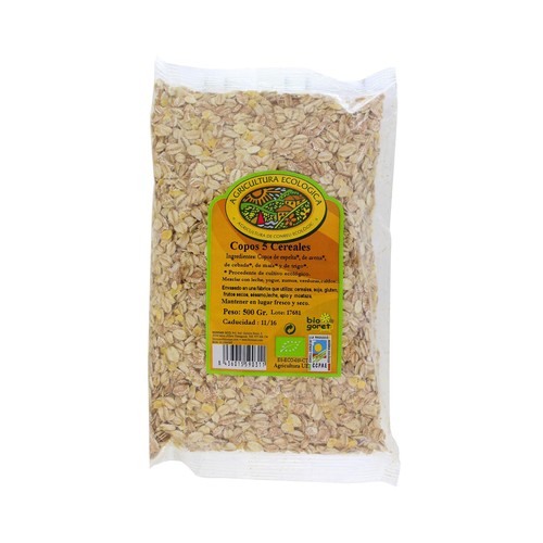 BIOGORET Cereales de fibra con copos de avena ecológicos BIOGORET 500 gr,