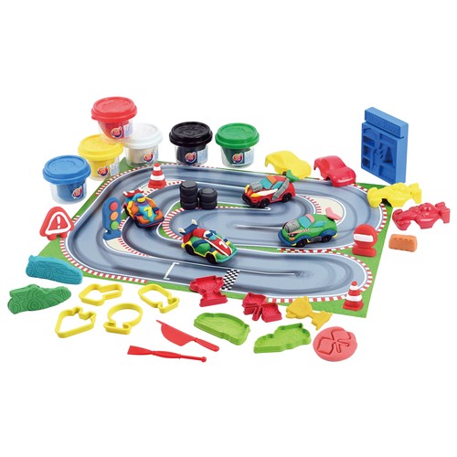 Set de Juego Coches y Carreras con moldes y pasta de modelar 20 Piezas +3 Años ONE, TWO FUN