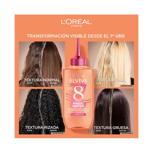 L´ORÉAL PARIS Tratamiento capilar en 8 segundos para cabellos largos y dañado L´ORÉAL PARIS Elvive dream long magic water 200 ml.