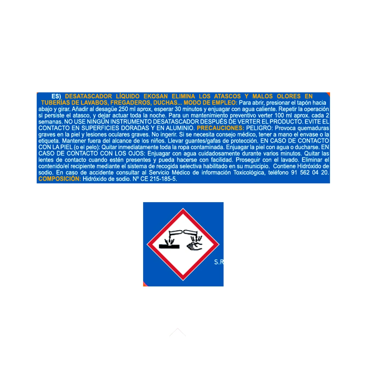 EKOSAN Desatascador de tuberías líquido EKOSAN 1 l.