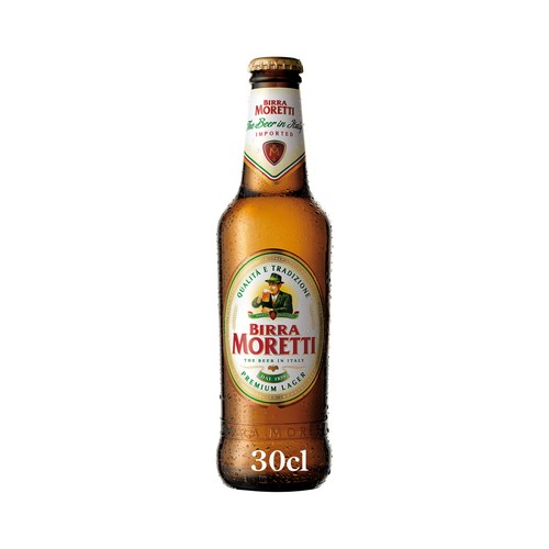 Cerveza italiana rubia BIRRA MORETTI botella 33 cl.