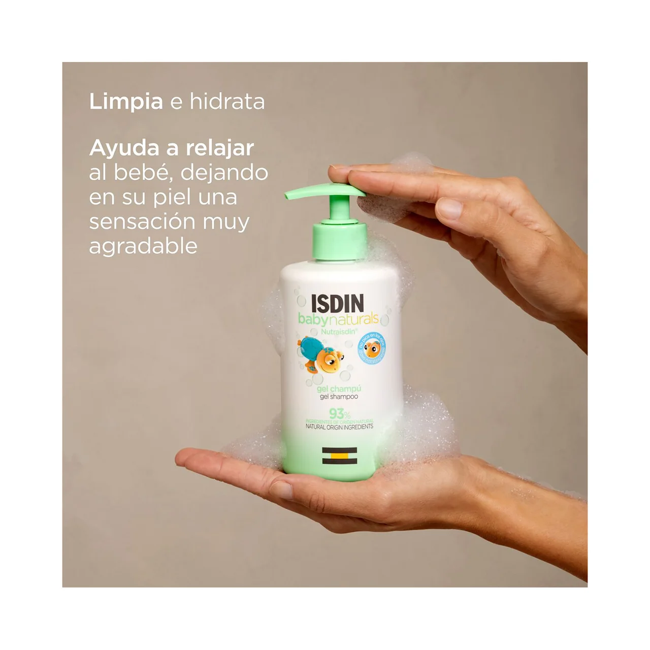 Baby natural Gel y champú de uso diario, que no pica en los ojos 750 ml.