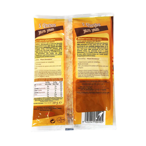 TGT Queso rallado mezcla TGT 150 .