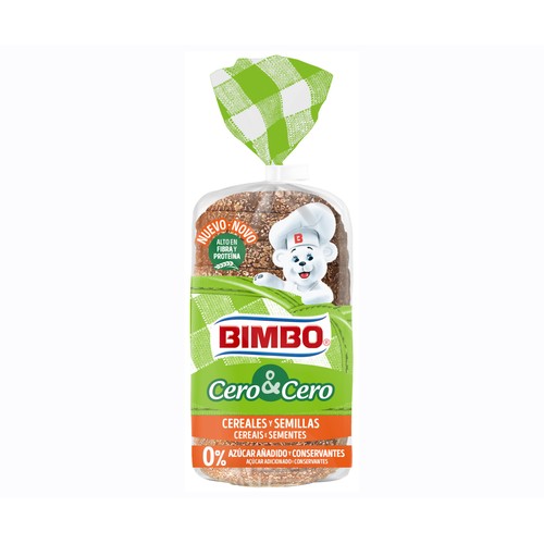 BIMBO Cero cero Pan de molde de cereales y semillas 360 gr.