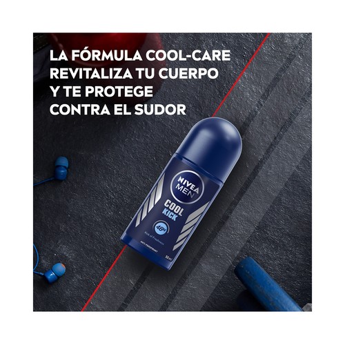 NIVEA Men cool kick Desodorante roll on para hombre con protección antitranspirante hasta 48 horas 50 ml.