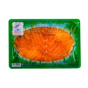 AHUMADOS DOMINGUEZ Salmón marinado en lonchas AHUMADOS DOMINGUEZ 100 g.
