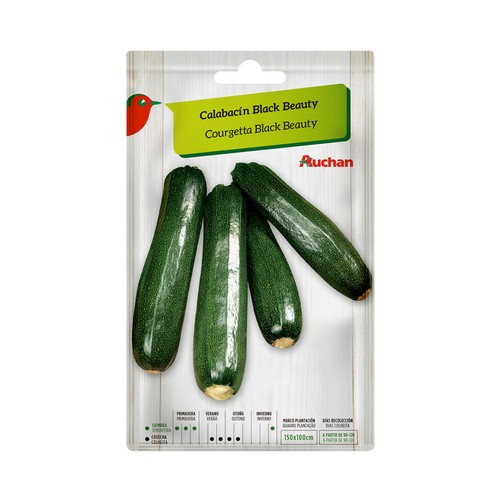 Sobre de semillas para sembrar calabacines de la variedad Black Beauty PRODUCTO ALCAMPO.