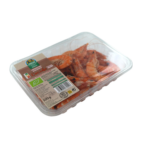 Langostinos cocidos ecológicos 40/50.ALCAMPO PRODUCCIÓN CONTROLADA ECOLÓGICO 500 g.
