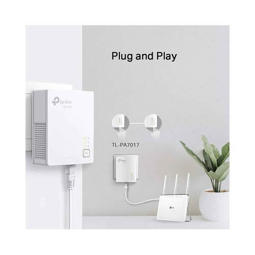 Kit de inicio adaptadores Powerline TP-LINK TL-PA7017 KIT, AV1000, puerto Gigabit.