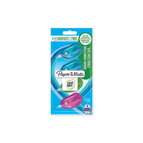 Pack de 3 correctores de cinta mini, 6mm. PAPER MATE.