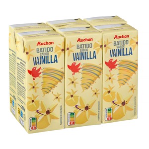 AUCHAN Batido con sabor a vainilla 6 x 200 ml. Producto Alcampo