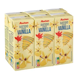 AUCHAN Batido con sabor a vainilla 6 x 200 ml. Producto Alcampo