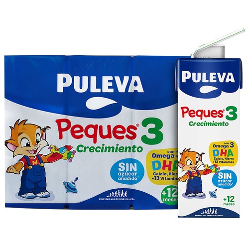 PULEVA Peques 3 Leche (3) de crecimiento de 12 a 36 meses 3 x 200 ml.